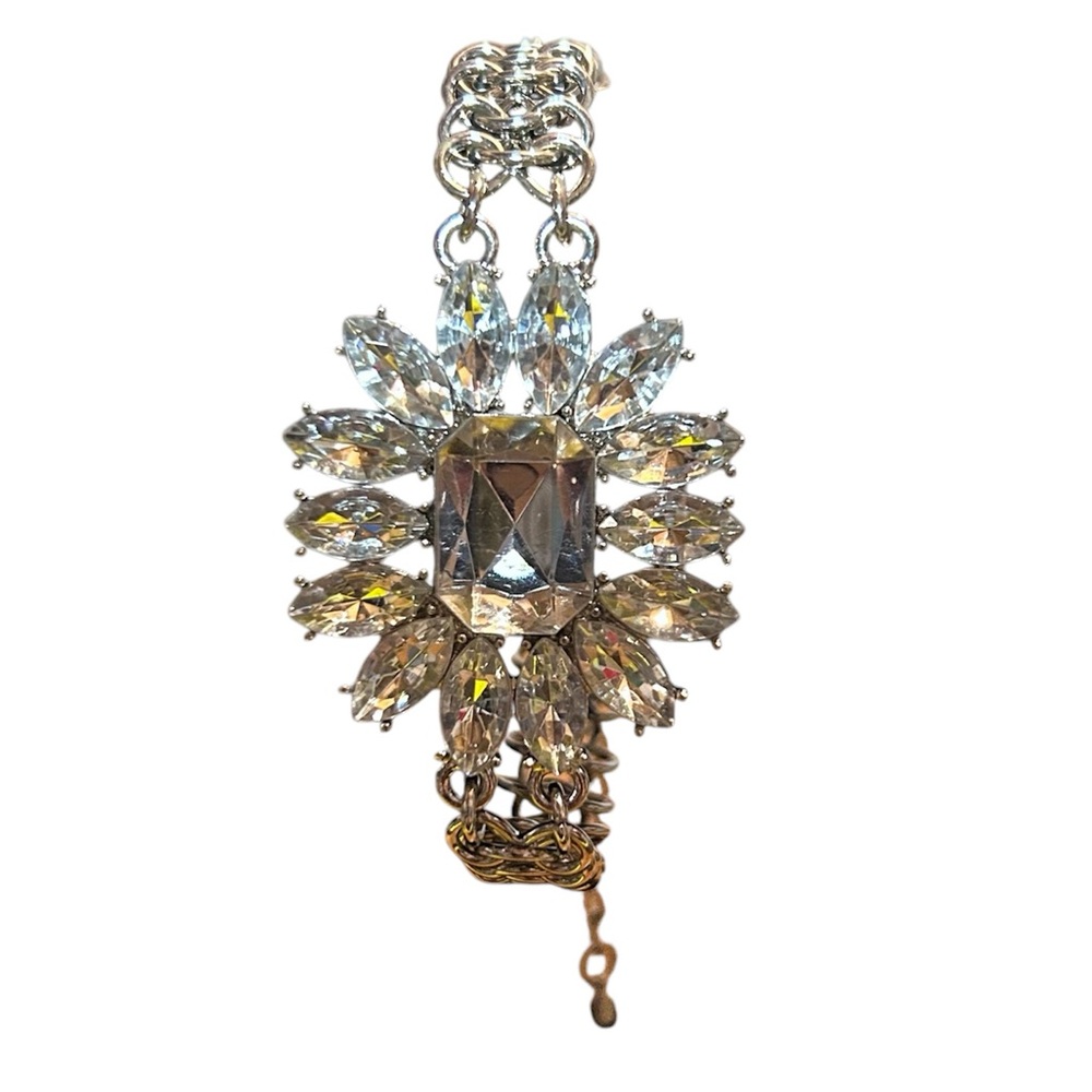 Silver tone embellished bracelet chain costume jewelry‎